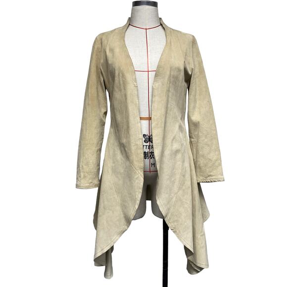 Arden B Womens Size M Tan Suede Leather Tailored Handkerchief Hem Jacket - Picture 2 of 10
